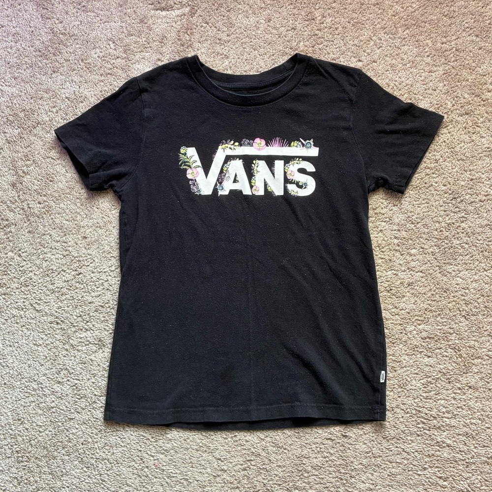 Woman’s Medium - Vans‎ Black Tee with Floral Logo